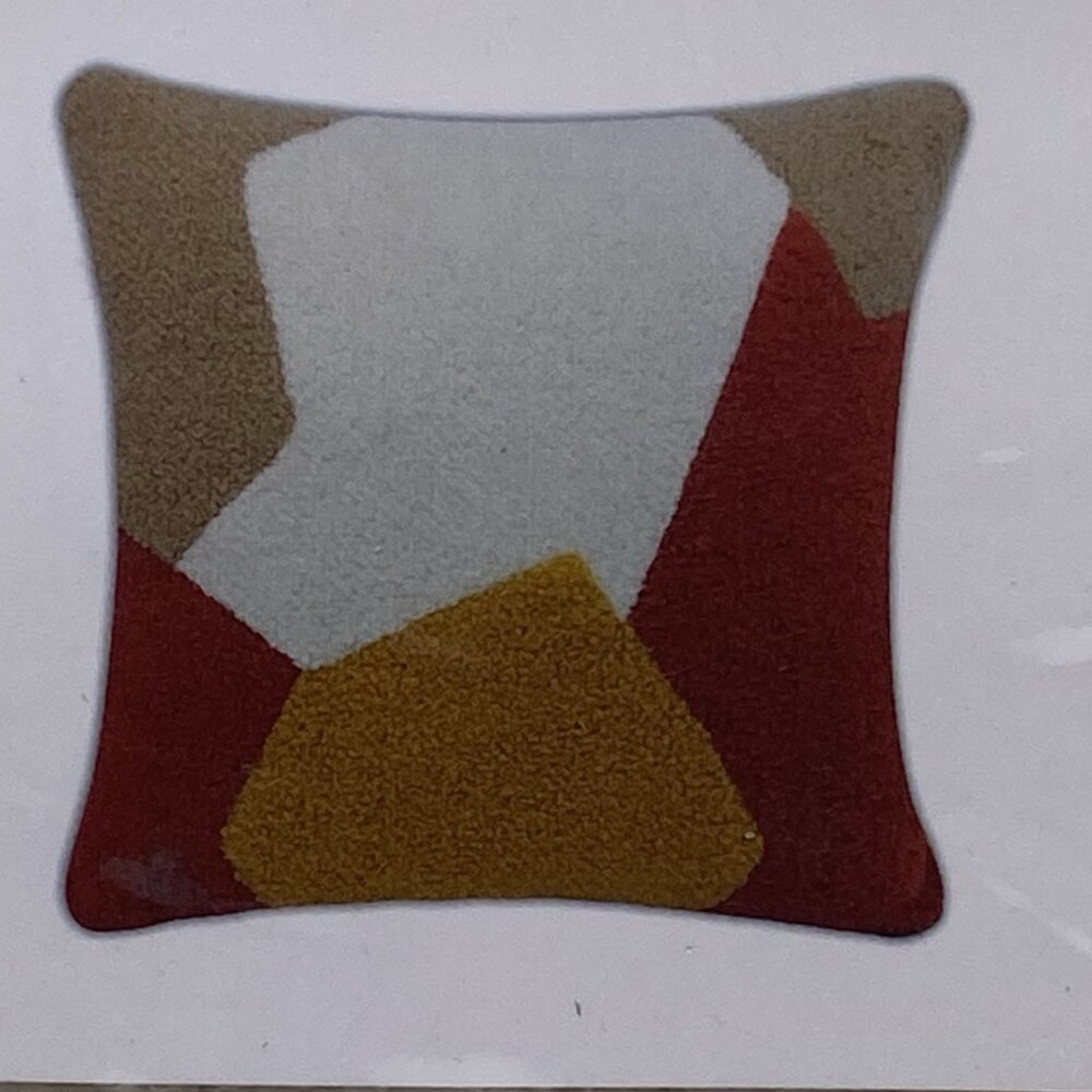 Merchant 41 Colorblock Sherpa Fleece Faux Fur Pillow Cover 18x18 Rust Mustard